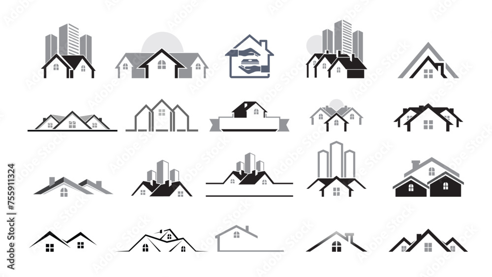 Creative Abstract Building Houses Collection Logo Vector Design Illustration