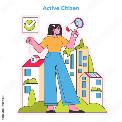 Active Citizen concept. Vector illustration.