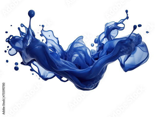 Indigo blue liquid wave splash water isolated on transparent background, transparency image, removed background