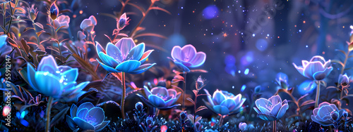 Mystic Garden: The Ethereal Bloom of Night Flowers © Manuel