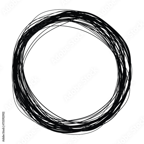 round frame isolated on white background, careless pen drawing