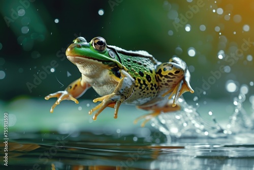 Suspended in mid-jump, a frog showcases the boundless energy and agility of the animal kingdom