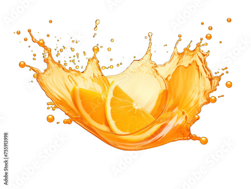 Orange liquid wave splash water isolated on transparent background, transparency image, removed background © transparentfritz