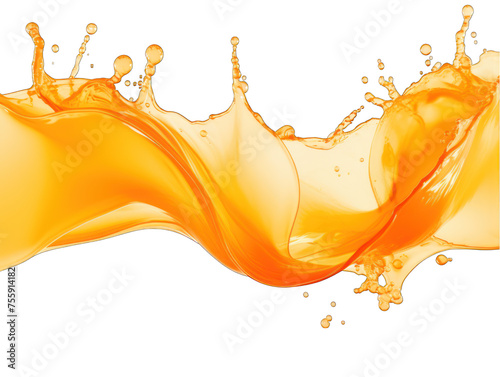 Orange liquid wave splash water isolated on transparent background, transparency image, removed background