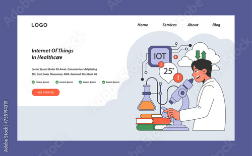 IoT in healthcare concept. Flat vector illustration.