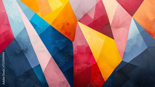 Vibrant Geometric Abstraction: A Colorful Array of Angular Shapes Illustrating Modern Art Concepts