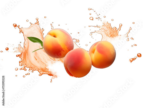 Peach liquid wave splash water isolated on transparent background, transparency image, removed background