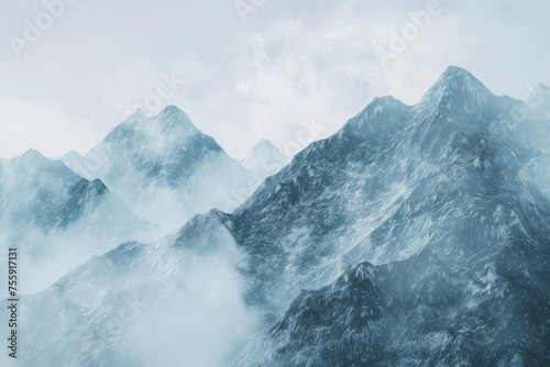 picture of beautiful mountains in a fog. © Наталья Добровольска