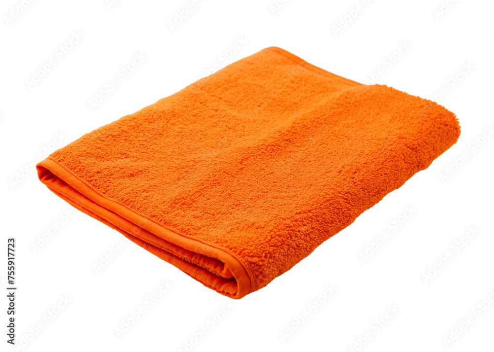 Folded orange towel isolated on a transparent background. Folded orange towel isolated on a transparent background.