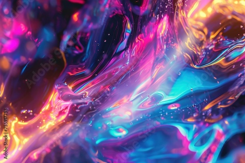 Dynamic Abstract fluid holographic. Abstract neon. Generate Ai