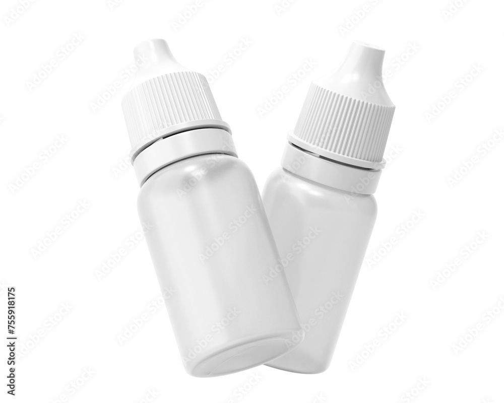 Blank white plastic clear eye dropper bottle isolated On Transparent Background. pharmaceutical packaging. 3D Render. Blank white plastic clear eye dropper bottle isolated On Transparent Background. pharmaceutical packaging. 3D Render.