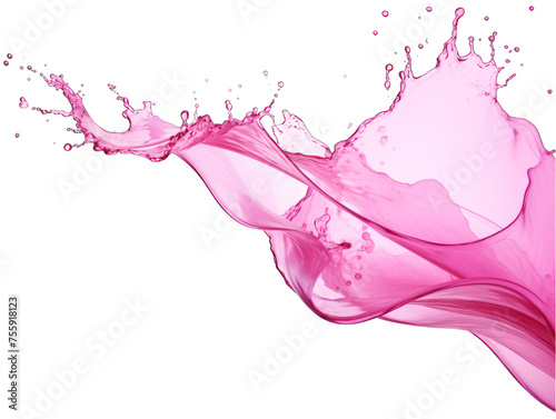 Pink liquid wave water isolated on transparent background, transparency image, removed background