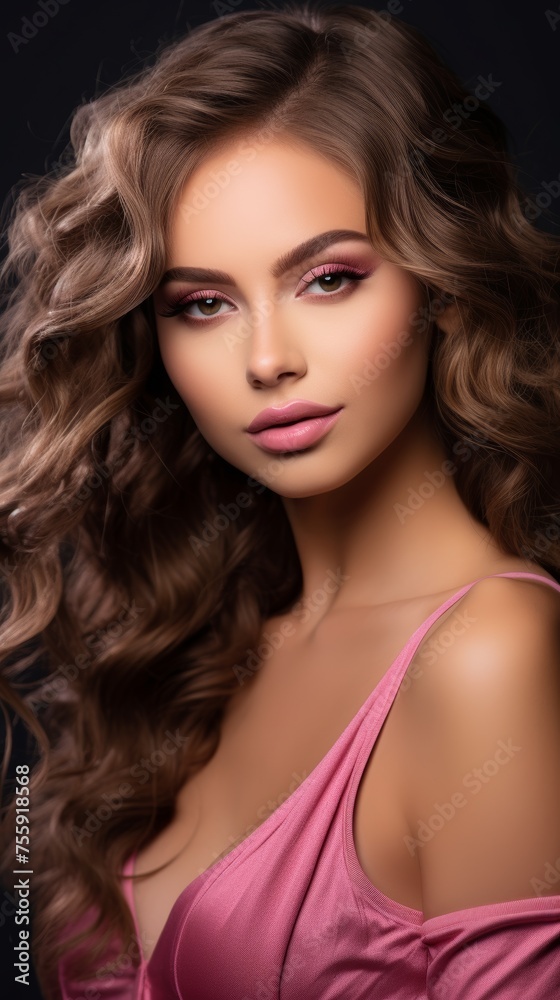 Beautiful Young Woman With Long Curly Hair Beautiful Young Woman With Long Curly Hair