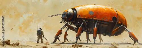 Insect Spy Drones Conceptual Illustration, A large insect with a red seat and orange legs © David