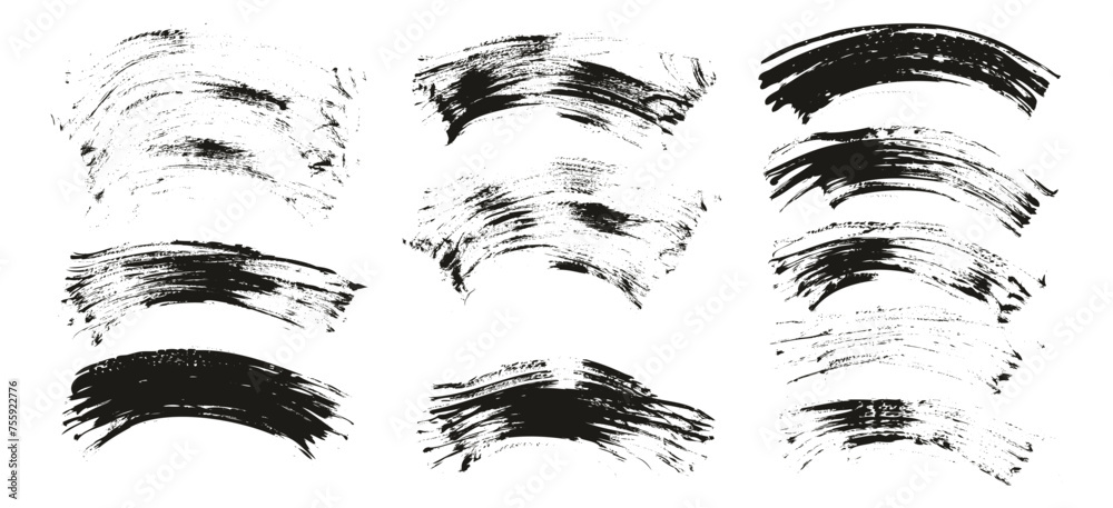 Hand Drawn Flat Fan Brush Thin Curved Background High Detail Abstract Vector Background Set Hand Drawn Flat Fan Brush Thin Curved Background High Detail Abstract Vector Background Set