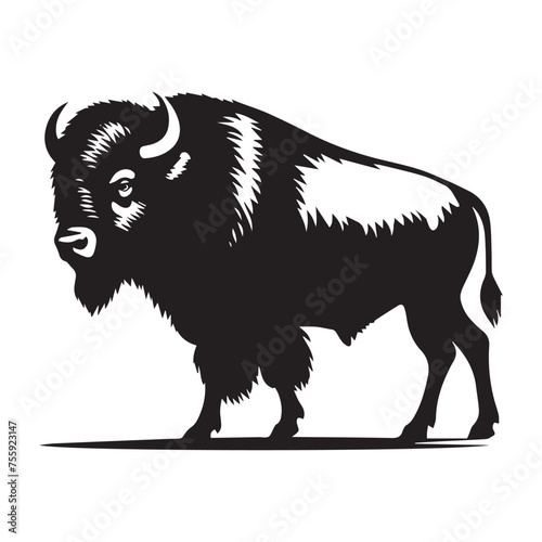 Wallpaper Mural Majestic American Bison Silhouettes: Graceful Outlines for Wildlife Enthusiasts, Graceful American Bison Silhouettes: Majestic Wildlife Art, Bison buffalo silhouettes isolated on white background. Torontodigital.ca