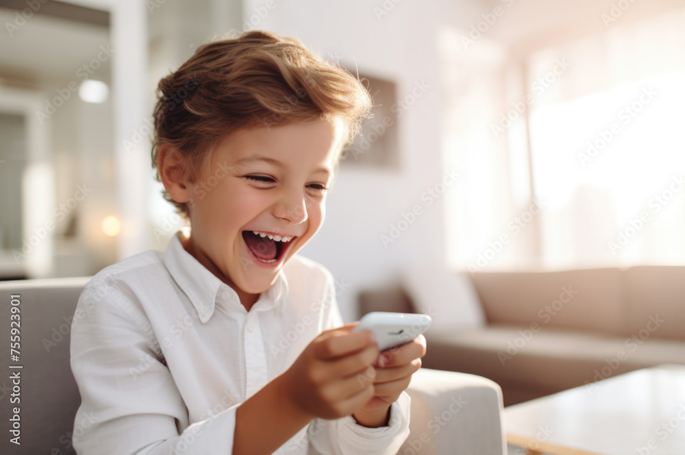 little kid using a smartphone at home concept little kid using a smartphone at home concept