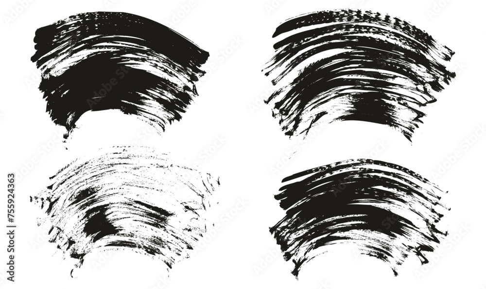 Hand Drawn Flat Fan Brush Thin Curved Background High Detail Abstract Vector Background Set Hand Drawn Flat Fan Brush Thin Curved Background High Detail Abstract Vector Background Set