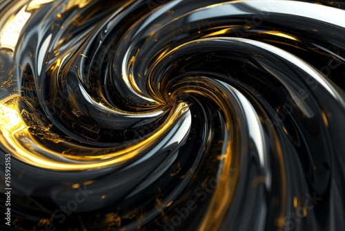 Abstract swirl glossy. Golden curve. Generate Ai