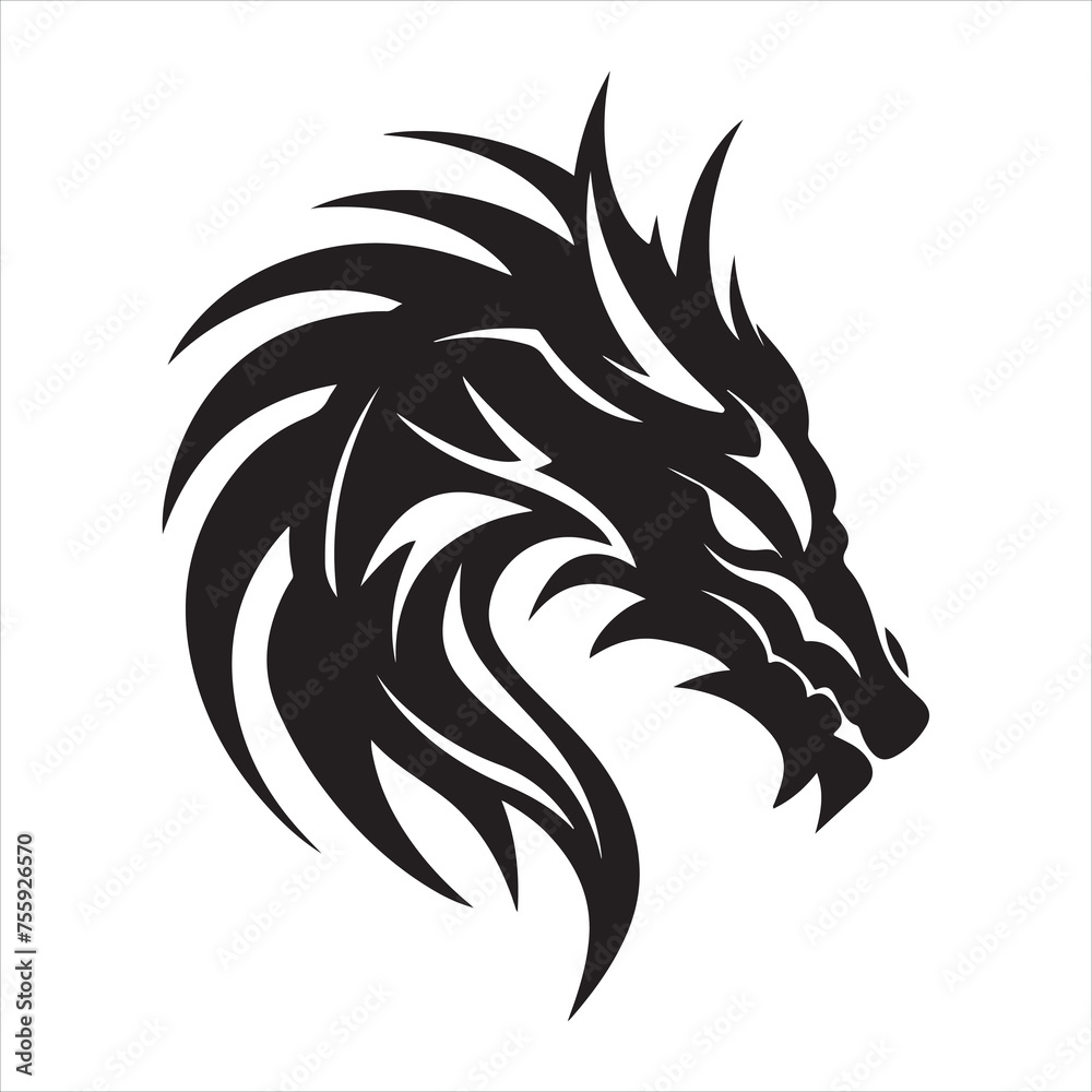 A black silhouette dragon head
