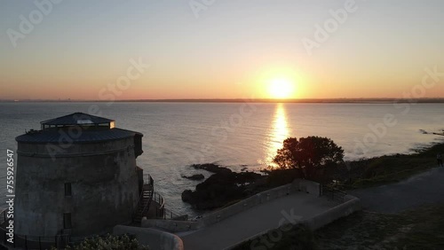 A beautiful sunset over Dublin City.  photo