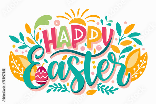 Happy Easter typography vector art illustration 