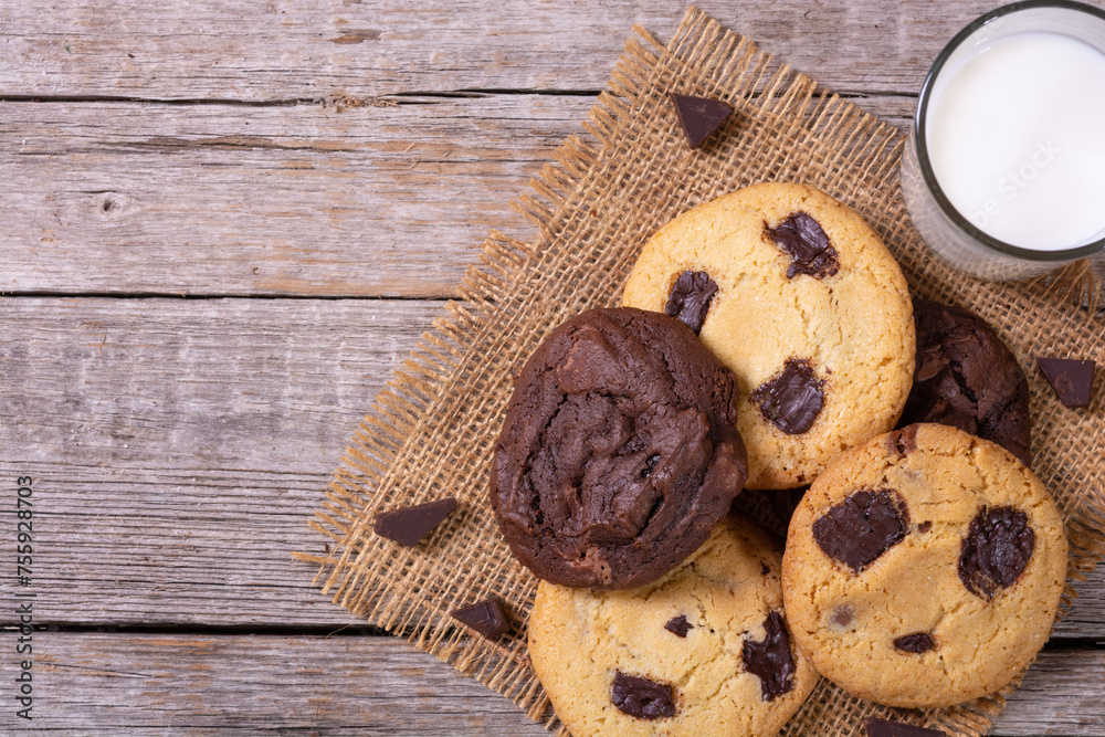 Fototapeta premium Group of homemade american chocolate cookies