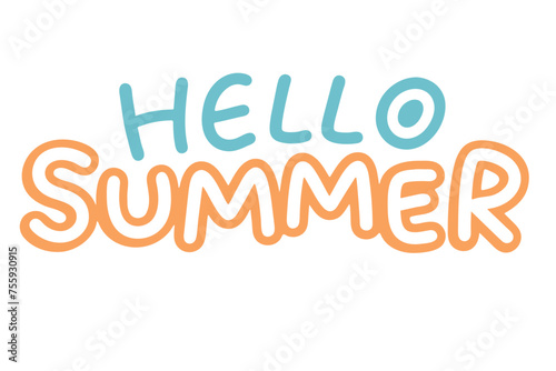 the word hello summer is written on a transparent background