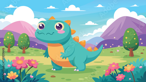 a delightful and adorable dinosaur rex walking in vector