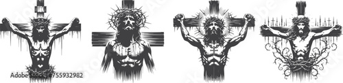 jesus christ on the cross vector set
