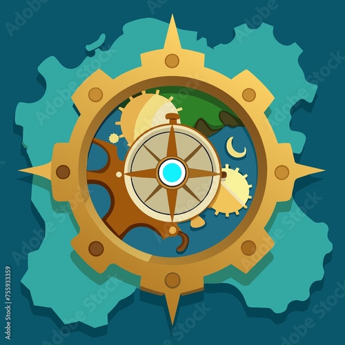 Steampunk Map Compass