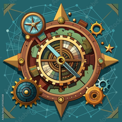 Steampunk Map Compass