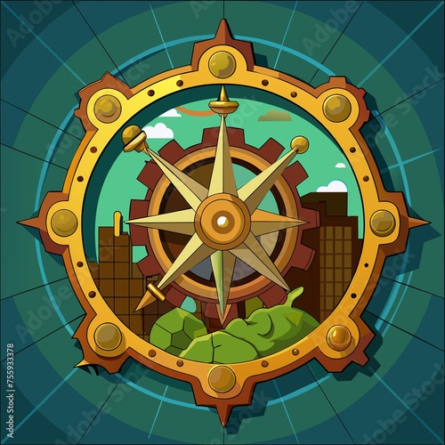 Steampunk Map Compass