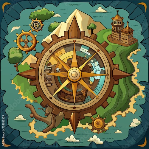 Steampunk Map Compass
