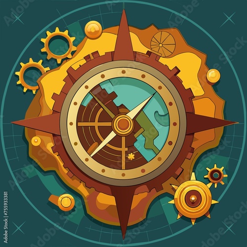 Steampunk Map Compass