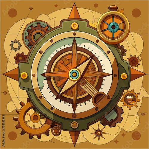 Steampunk Map Compass