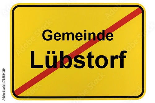 Illustration eines Ortsschildes der Gemeinde Lübstorf in Mecklenburg-Vorpommern