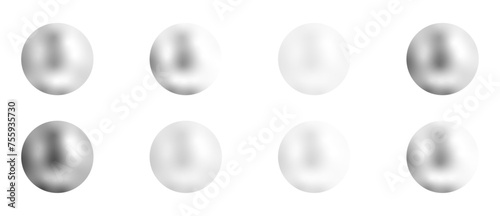  White pearl beads set. Collection of realistic vector white pearl beads.