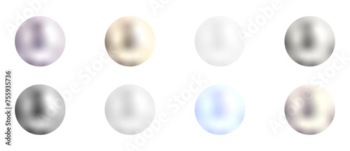 Pearl bead set, realistic white pearl beads collection