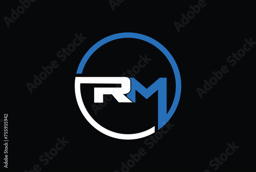 R, M, RM or MR logo initial letter design template vector illustration