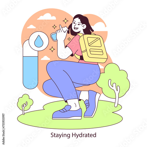Hydration focus concept. Flat vector illustration.