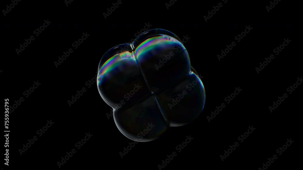 3d Transparent rotating glossy meta cube with dispersion effect. Rainbow colors reflection glass. 3d render animation loopable