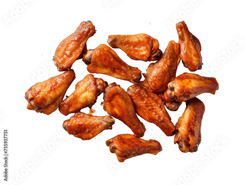 Spicy Chicken Wings isolated on transparent background, transparency image, removed background