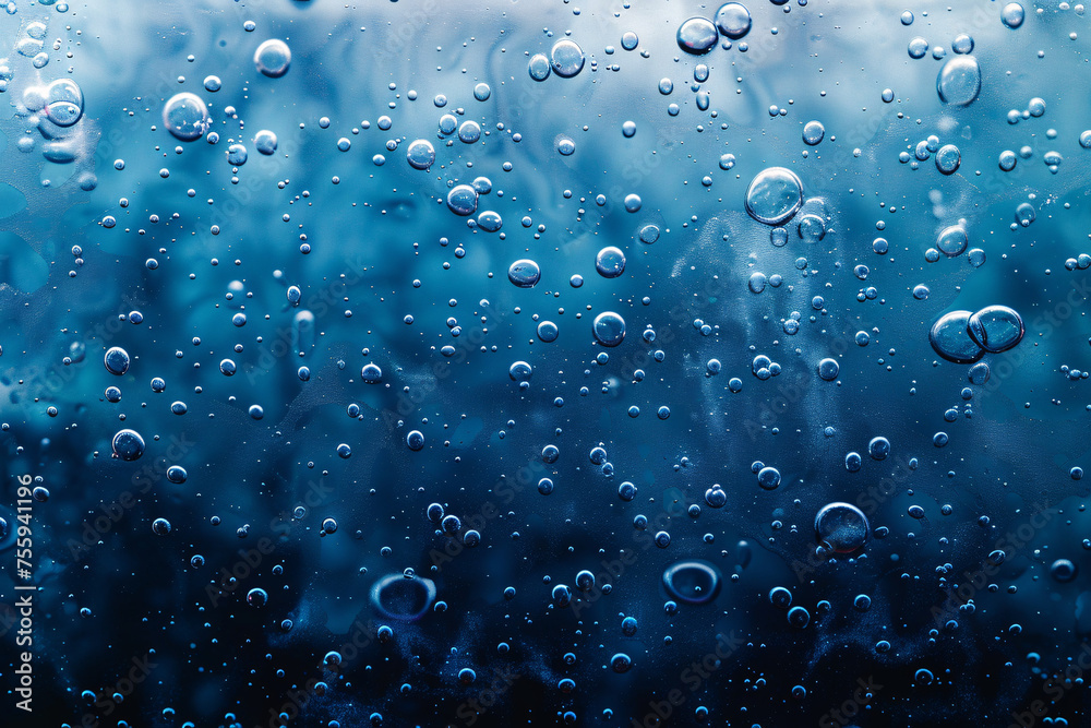 Multiple air bubbles in water with a gradient blue background Multiple air bubbles in water with a gradient blue background