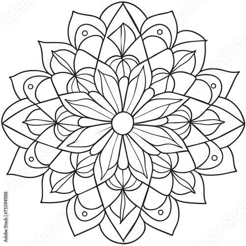 mandala coloring book for adults digital  vector illustration line art