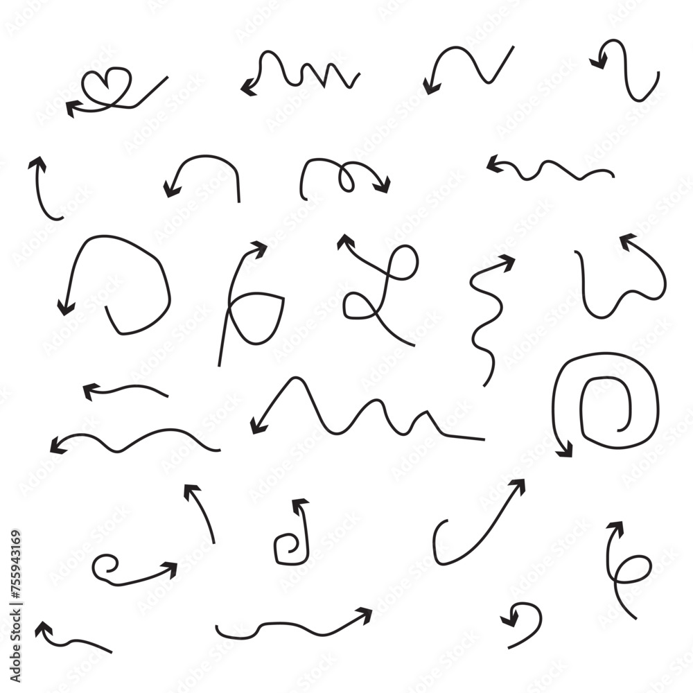 Hand drawn arrows collection Set simple arrows isolated on white background. Arrow mark icons and arrow paint. Stock vector. EPS10. Hand drawn arrows collection Set simple arrows isolated on white background. Arrow mark icons and arrow paint. Stock vector. EPS10.