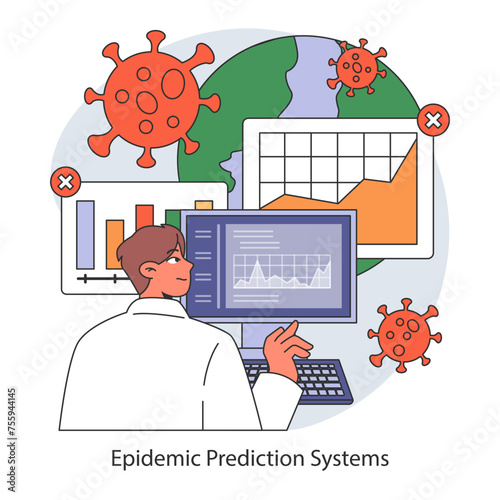 Epidemic Prediction Systems concept. Flat vector illustration.