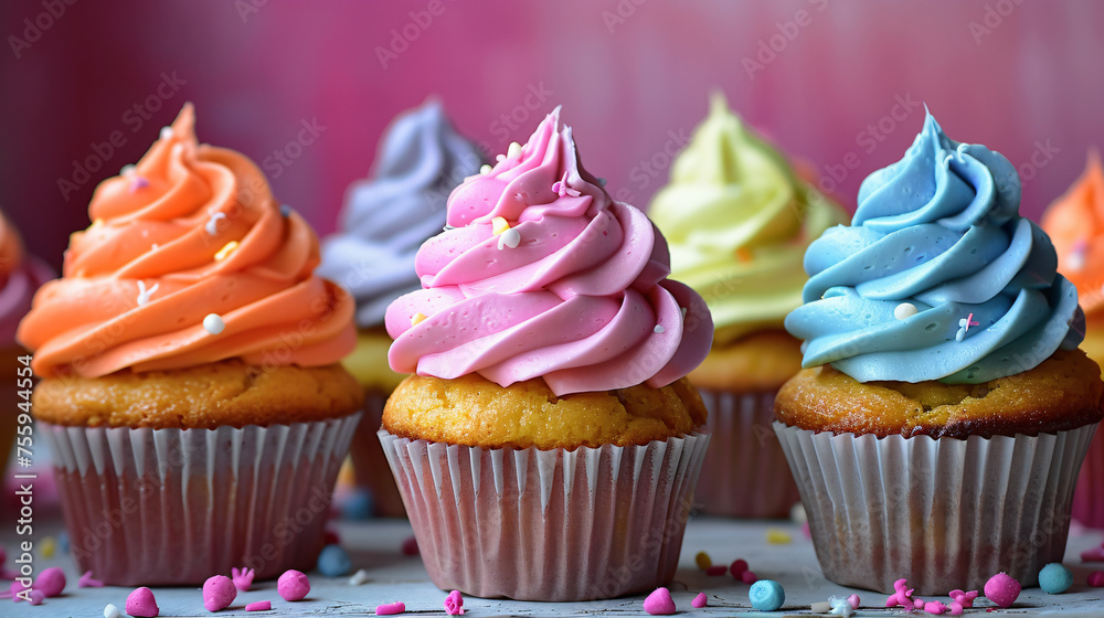 Cupcakes with different colored frosting