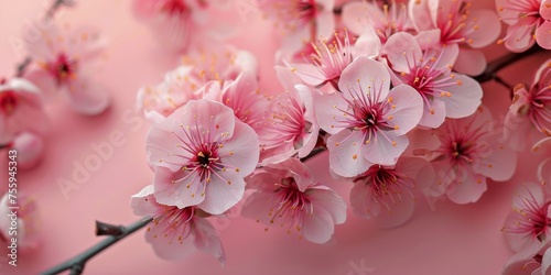 Close Up of Pink Flowers on Pink Background