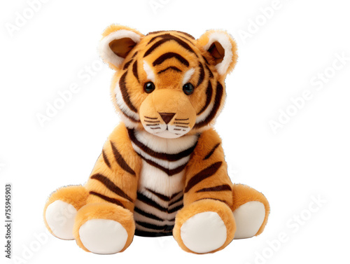 tiger plush toy isolated on transparent background  transparency image  removed background